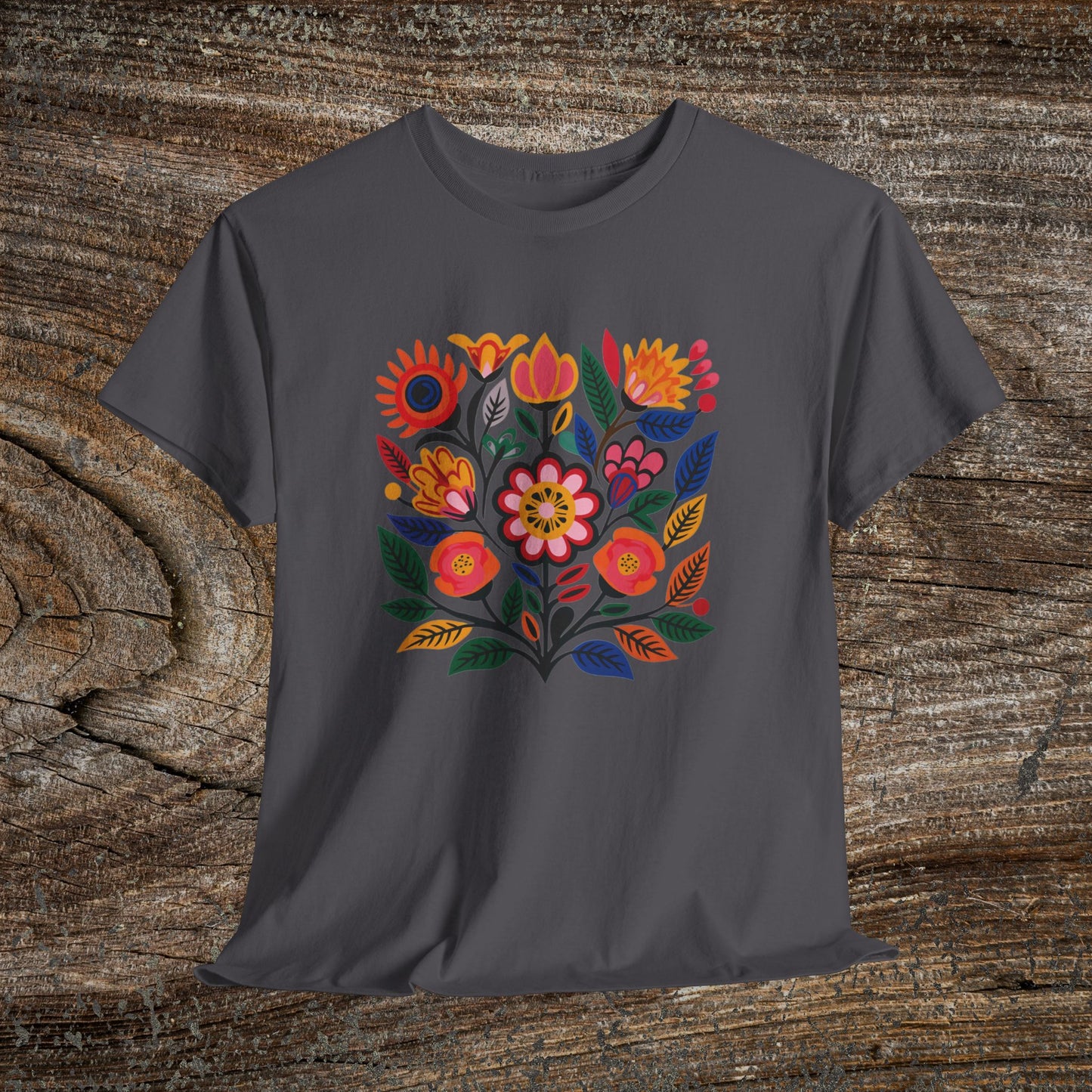 Retro Vibrant Botanical Flower T-Shirt — Nature Lover Gift