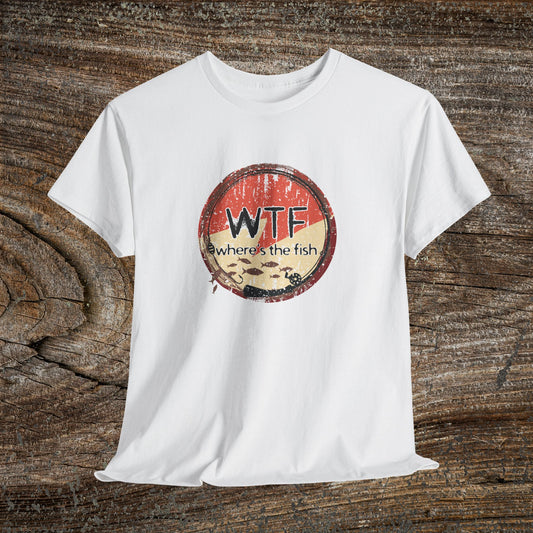 Funny Grunge Fishing TShirt - W.T.F Where's The Fish