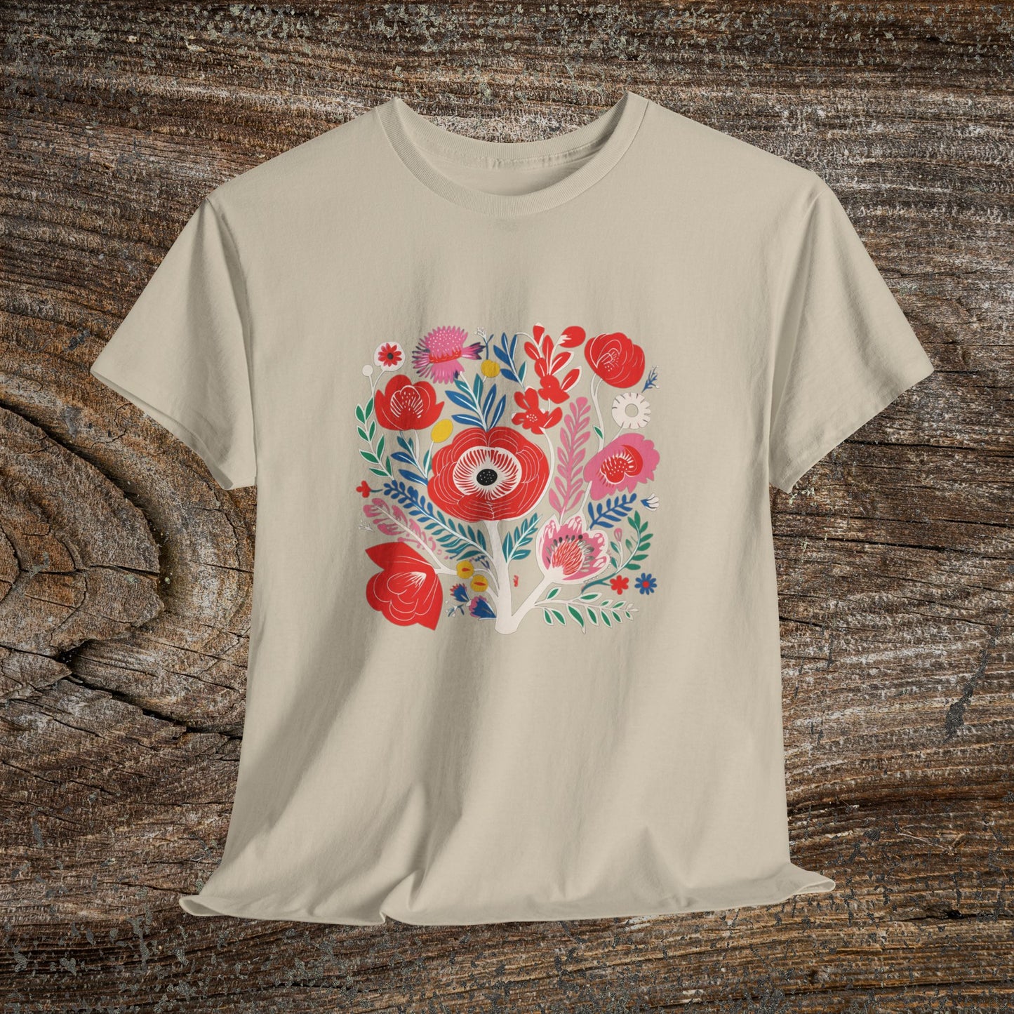 Retro Vibrant Botanical Flower T-Shirt — Nature Lover Gift