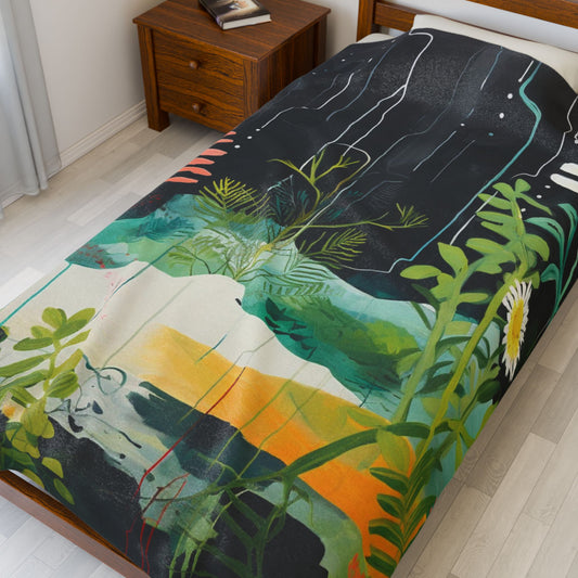 Botanical Abstract Blanket — Soft Floral Throw