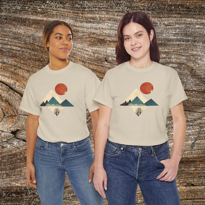 Boho Mountain T-Shirt — Vintage Abstract Mountain Landscape Tee