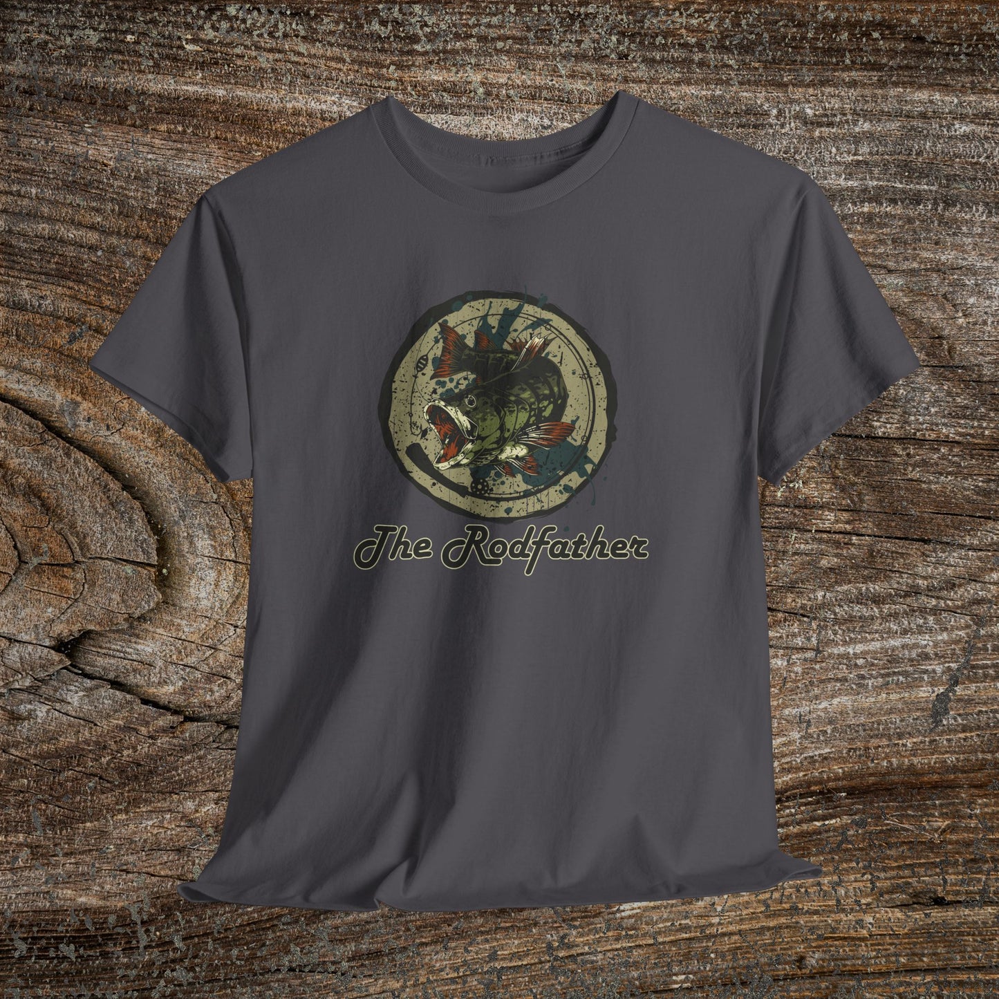 Grunge "The Rodfather" Fishing Tee — Vintage Angler Gift
