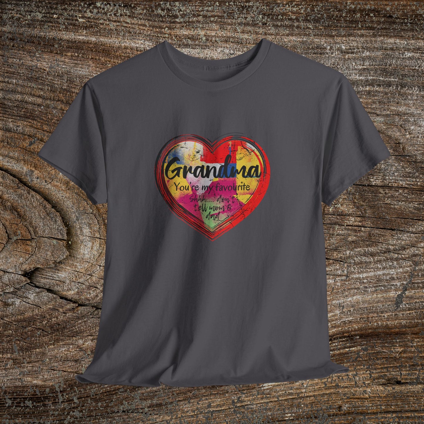 Retro Grandma Heart - "Grandma You're My Favourite Shhh Don't Tell Mom & Dad"