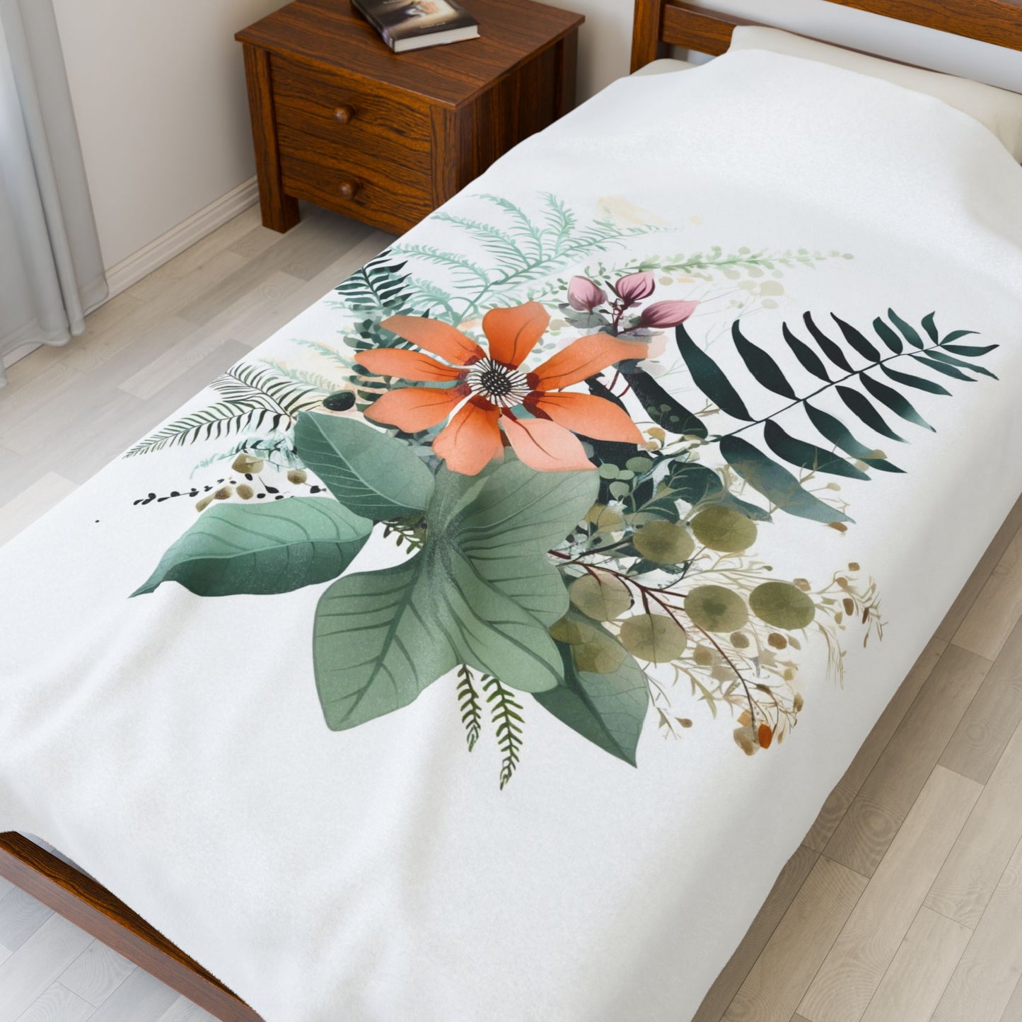 Botanical Abstract Blanket — Soft Floral Throw