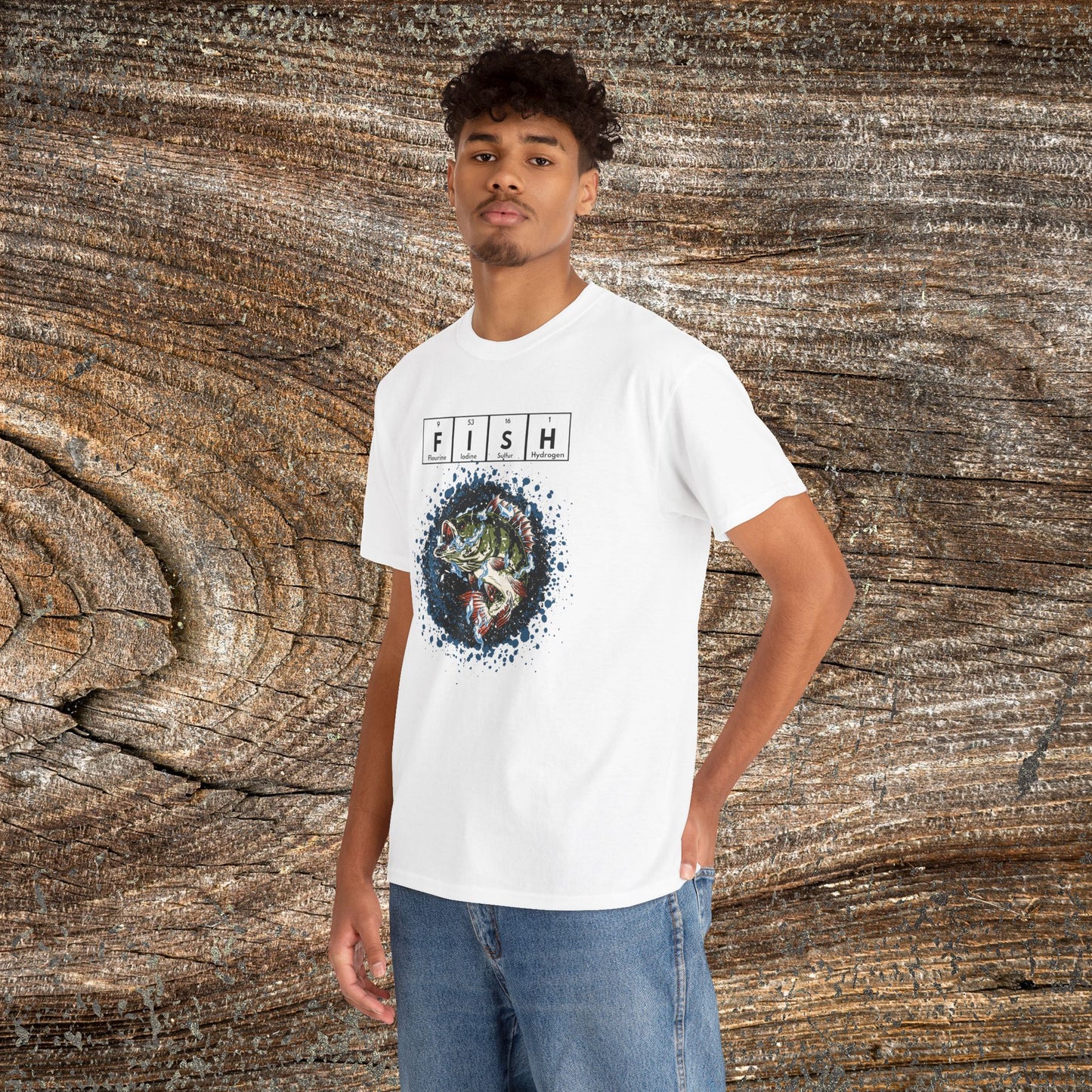 Grunge Bass Fish T-Shirt — Fishing Gift Tee