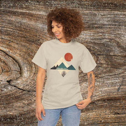 Boho Mountain T-Shirt — Vintage Abstract Mountain Landscape Tee