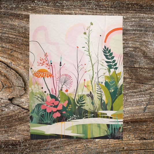 Botanical Abstract Blanket — Soft Floral Throw