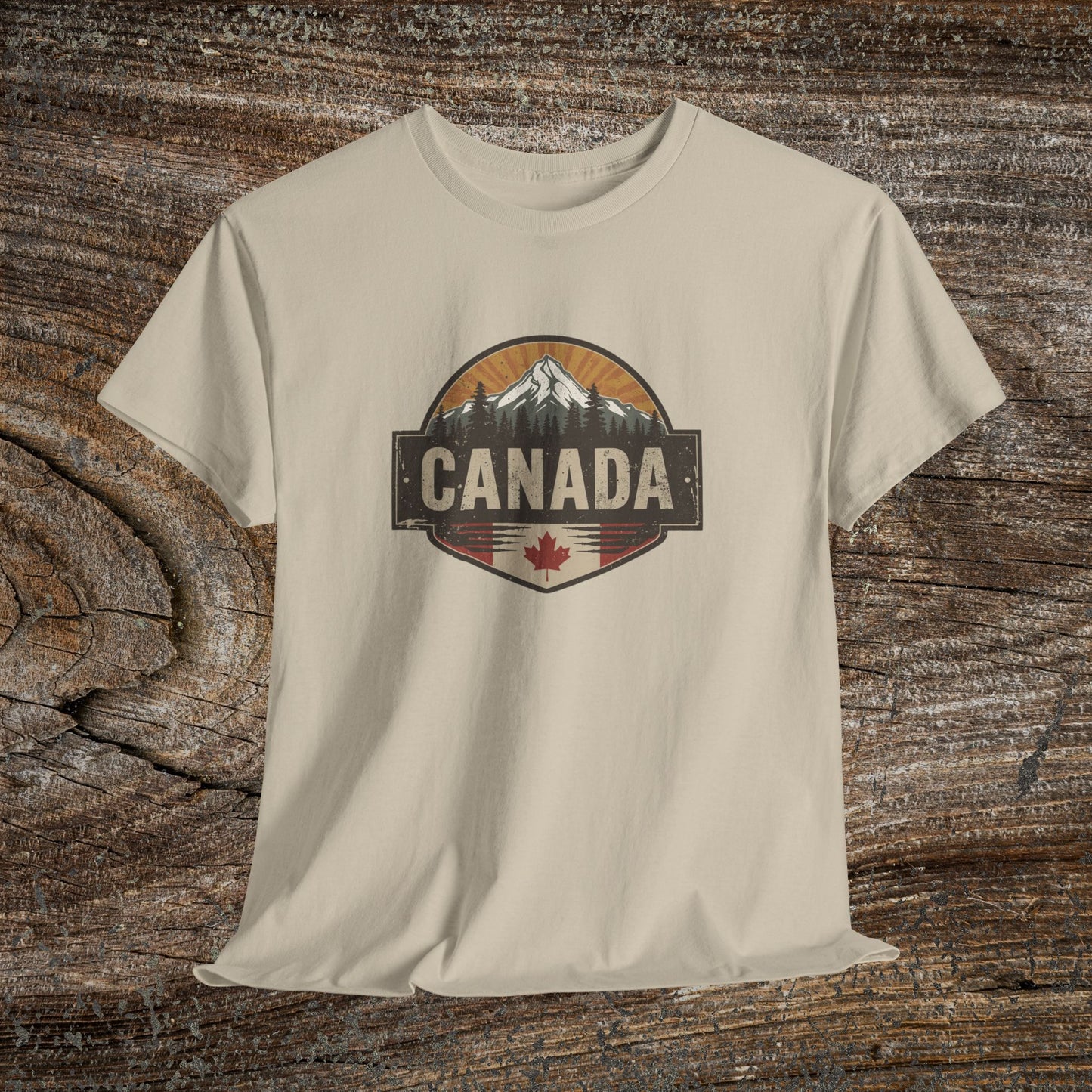 Rustic Canadian Landscape T-Shirt — Distressed Canada Tee