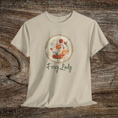 Foxy Lady Vintage Folk Art T-Shirt — "Foxy Lady" Fox Lover Gift