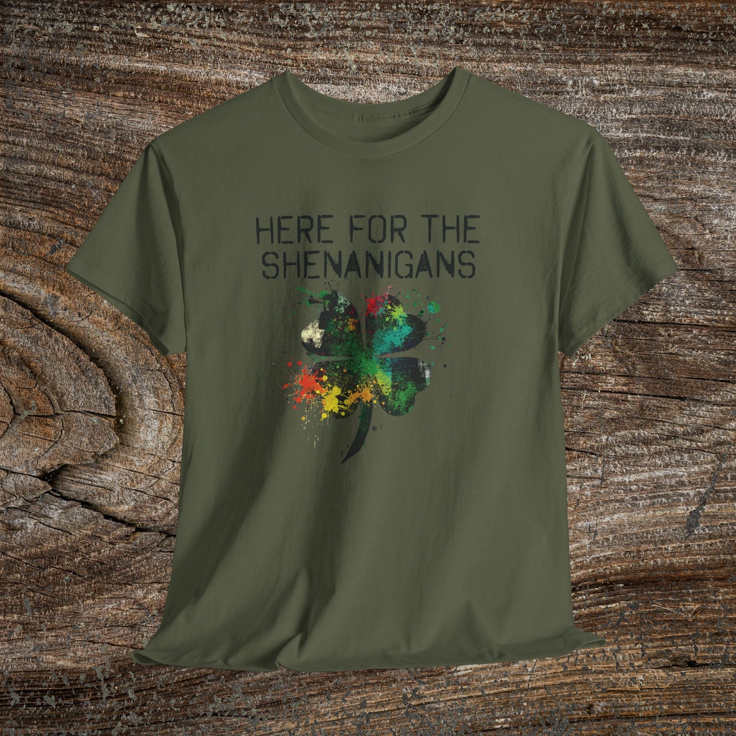 Grunge Clover 'Here For The Shenanigans' St. Patrick's Day Tee