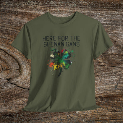 Grunge Clover 'Here For The Shenanigans' St. Patrick's Day Tee
