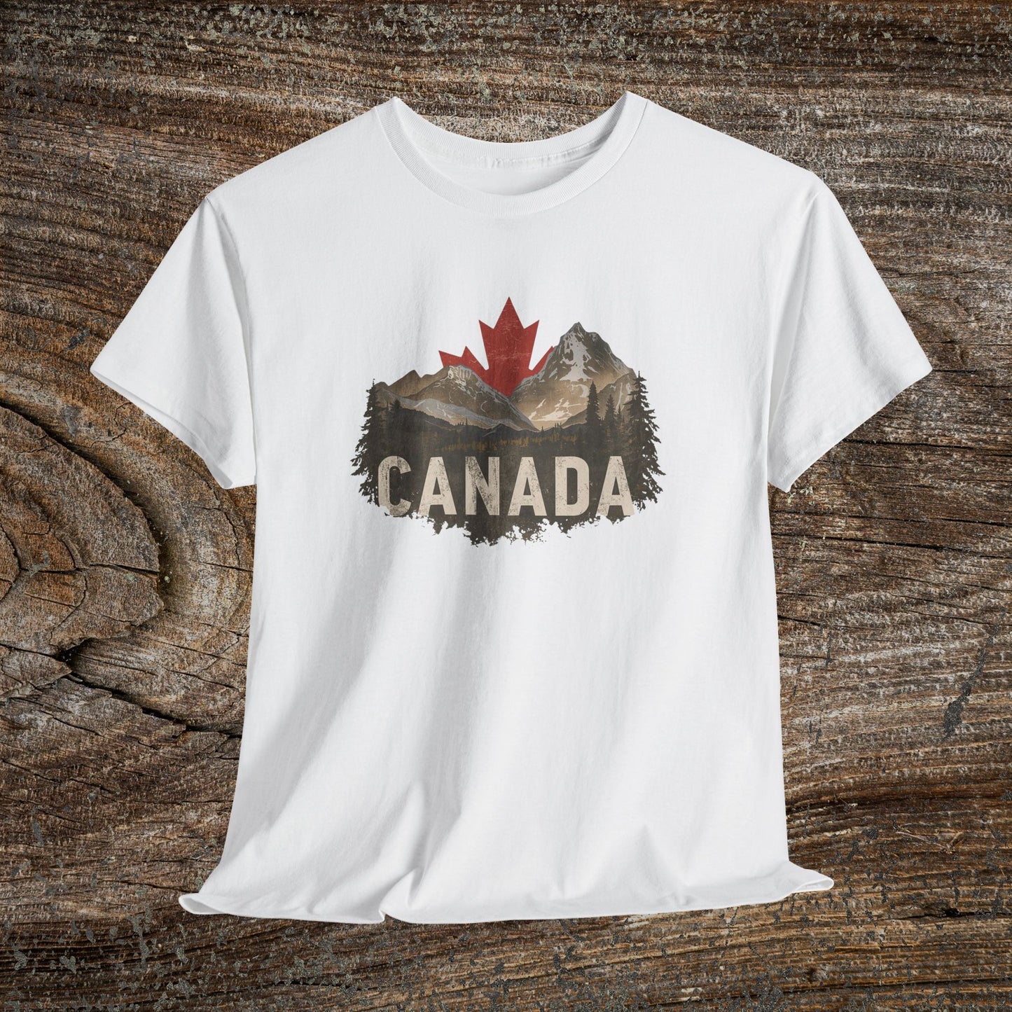 Rustic Canadian Landscape T-Shirt — Distressed Canada Tee