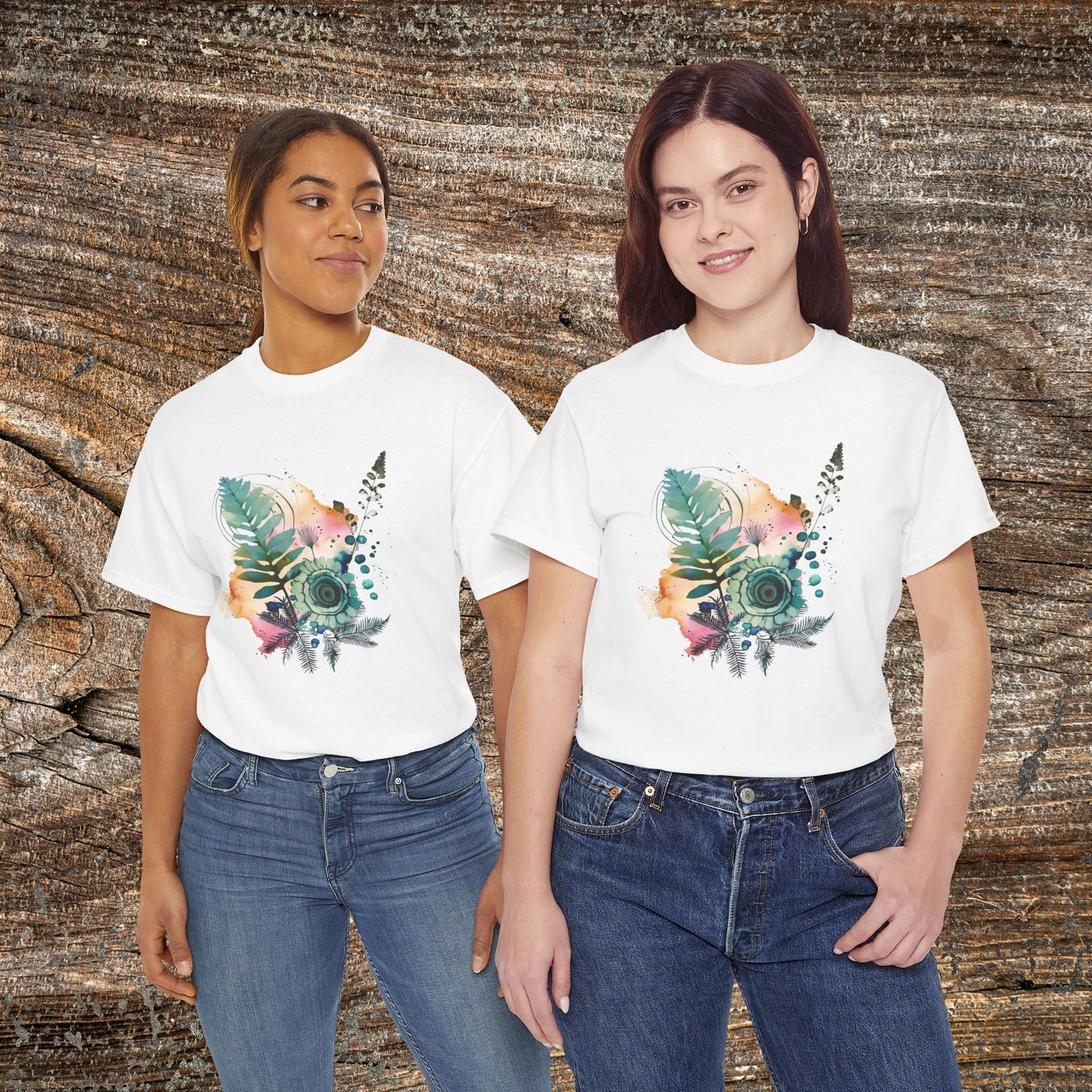 Vintage Watercolour Floral TShirt — Botanical Graphic T-Shirt