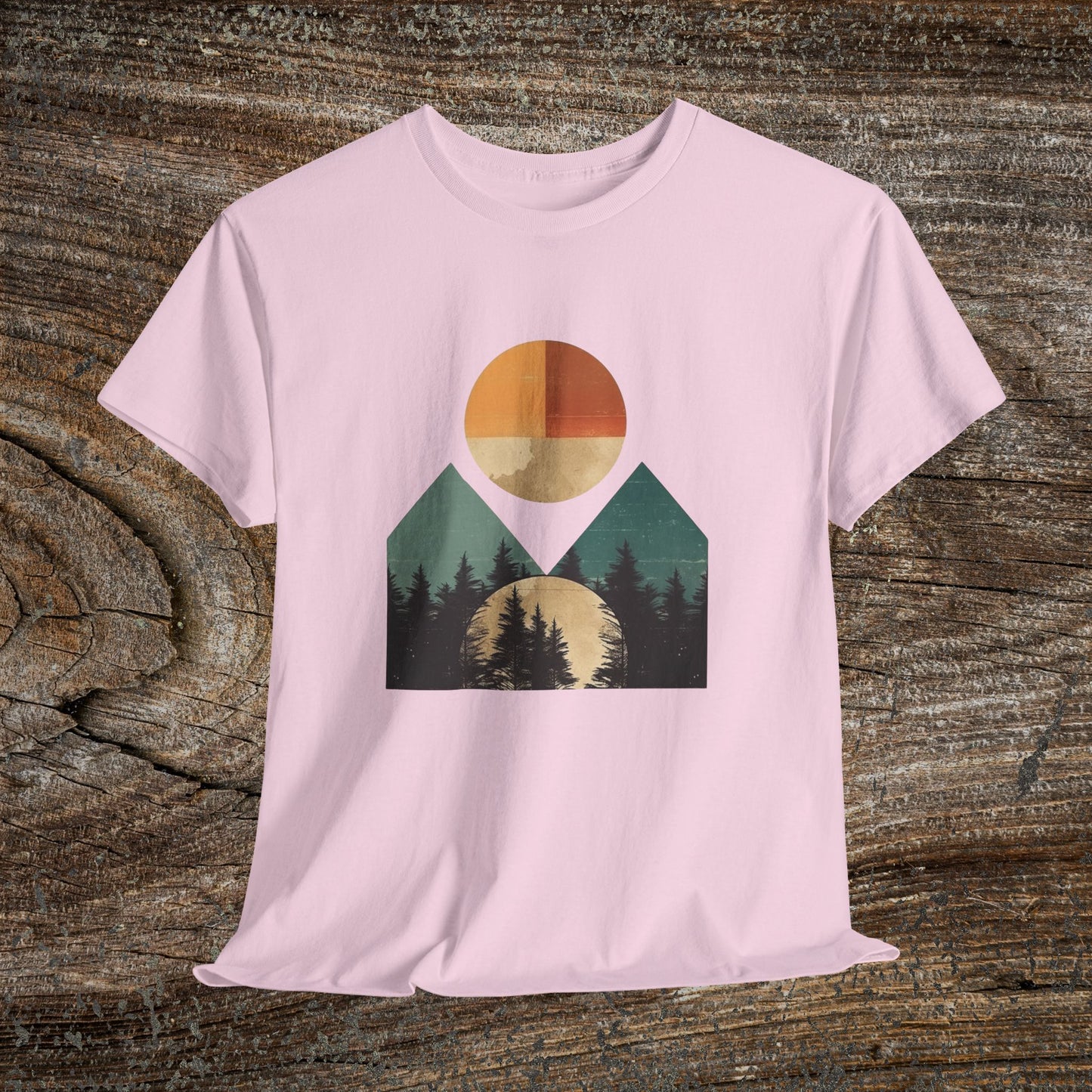 Boho Mountain T-Shirt — Vintage Abstract Mountain Landscape Tee