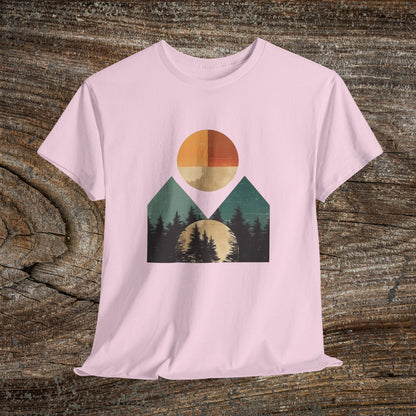 Boho Mountain T-Shirt — Vintage Abstract Mountain Landscape Tee
