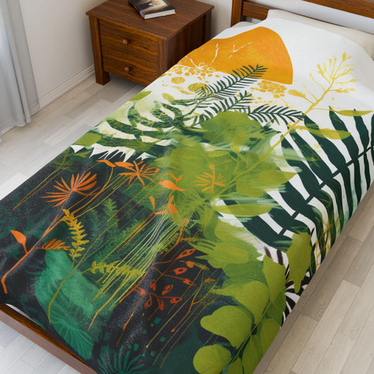 Botanical Abstract Blanket — Soft Floral Throw