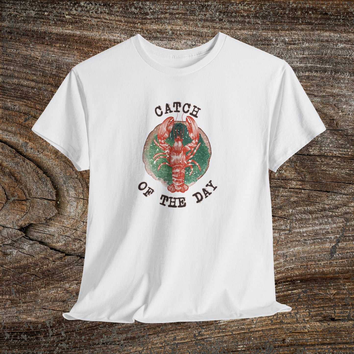 Retro Lobster TShirt - 'Catch of the Day' - Grunge Fishing Shirt