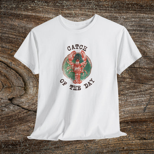 Retro Lobster TShirt - 'Catch of the Day' - Grunge Fishing Shirt