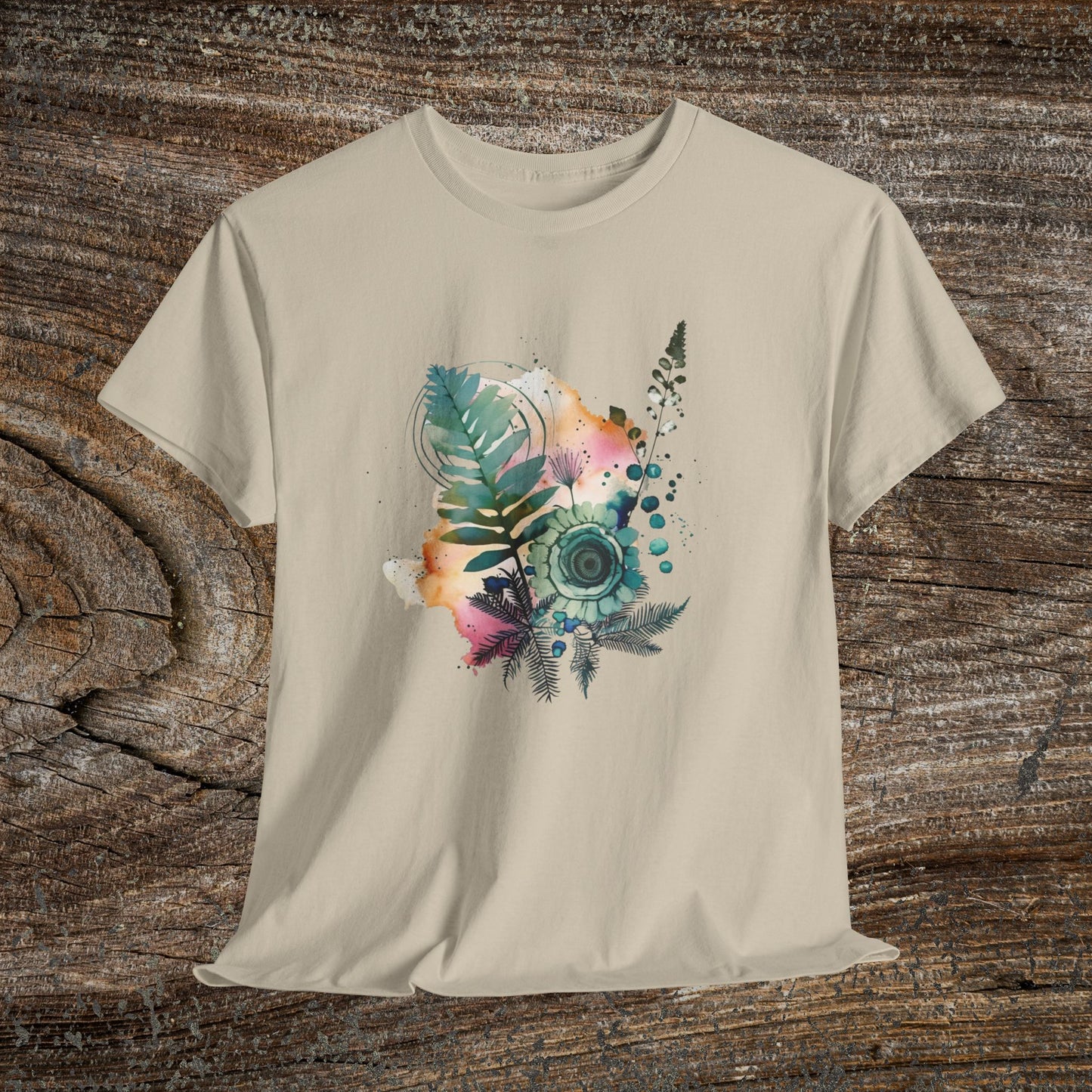 Vintage Watercolour Floral TShirt — Botanical Graphic T-Shirt