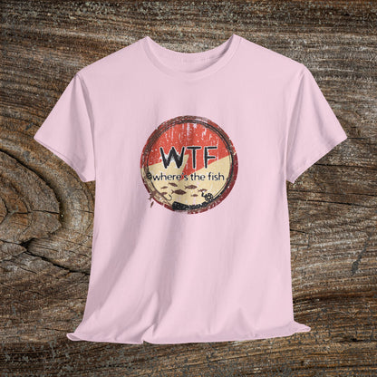 Funny Grunge Fishing TShirt - W.T.F Where's The Fish
