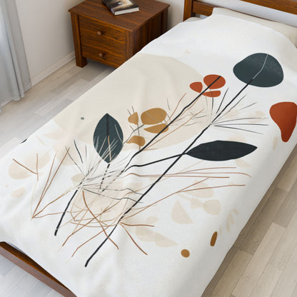 Vintage Retro Flower Velveteen Plush Blanket — Cozy Boho Throw