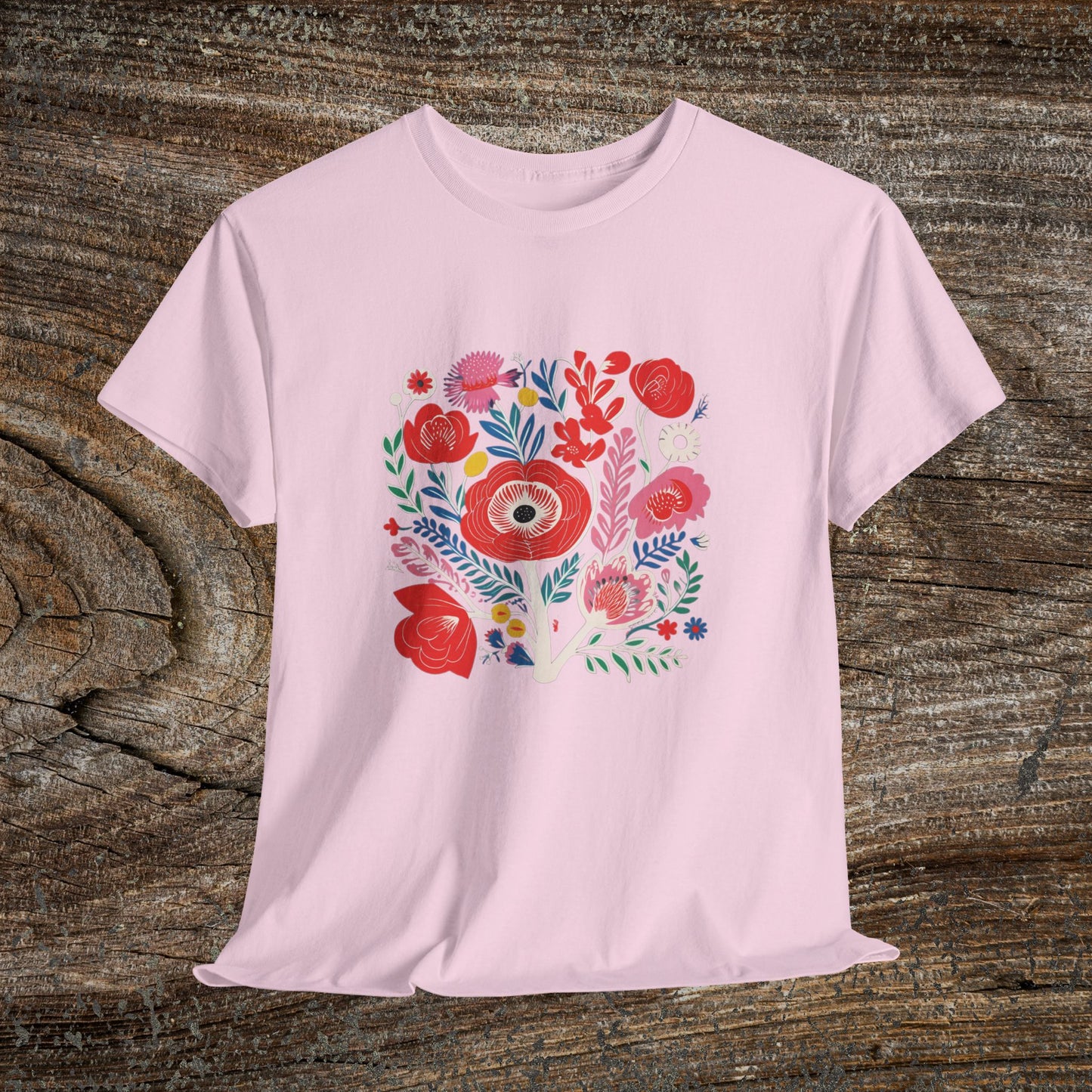 Retro Vibrant Botanical Flower T-Shirt — Nature Lover Gift