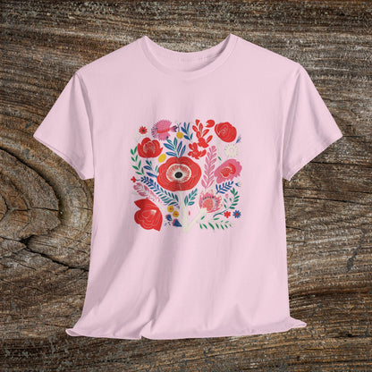 Retro Vibrant Botanical Flower T-Shirt — Nature Lover Gift
