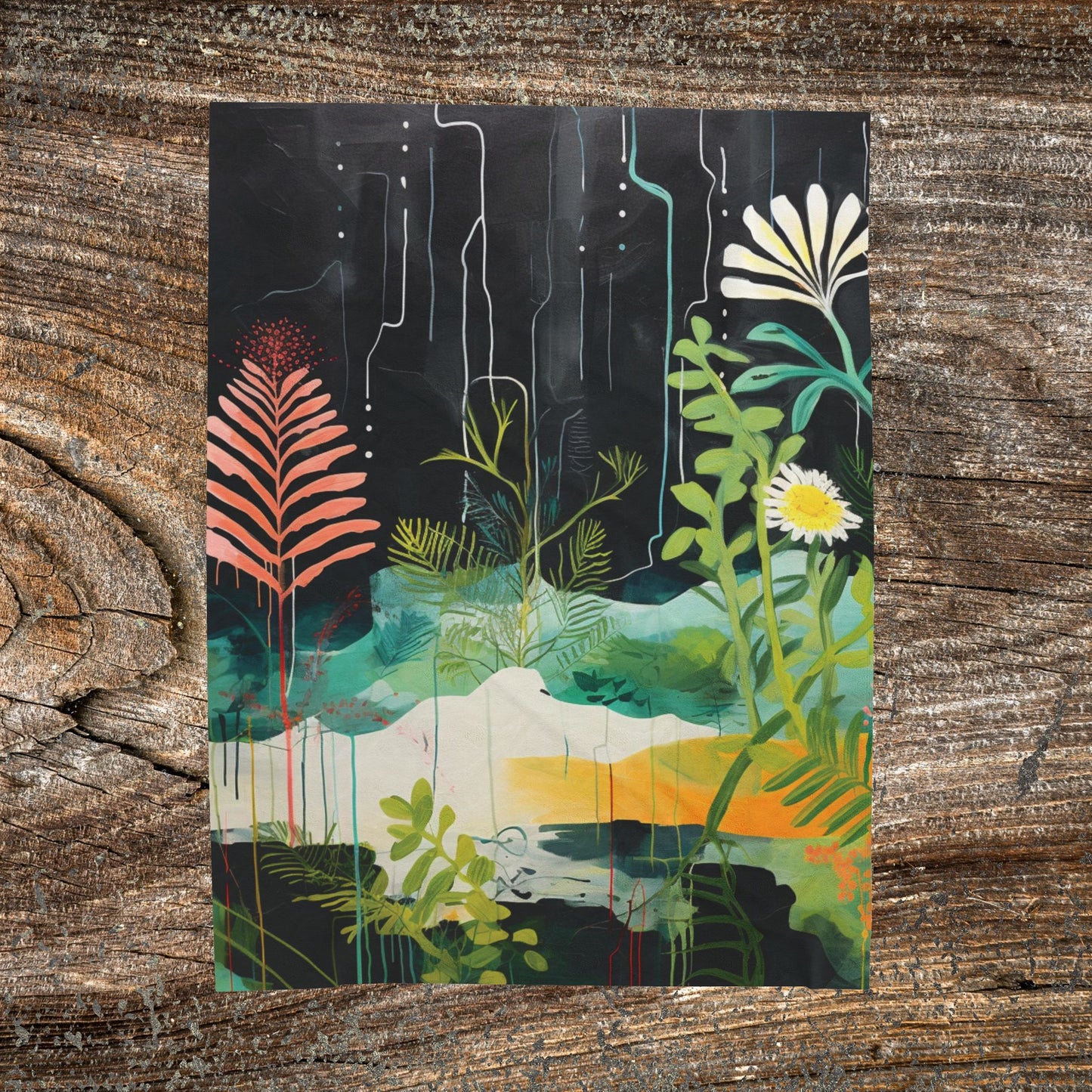 Botanical Abstract Blanket — Soft Floral Throw