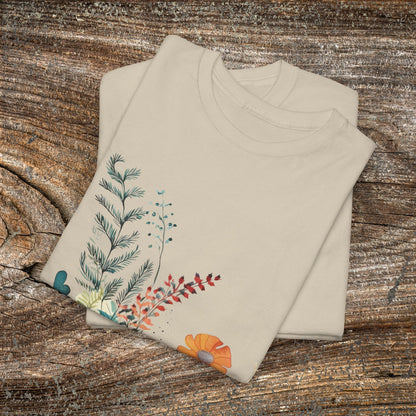 Vintage Watercolour  Floral TShirt — Botanical Graphic T-Shirt