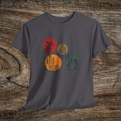 Retro Boho Cactus T-Shirt — Abstract Desert Tee
