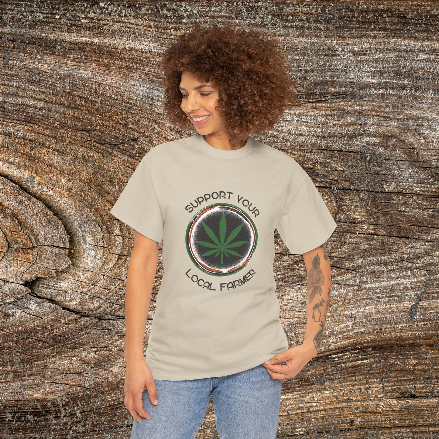 Grunge Weed 420 TShirt - "Support Your Local Farmer" - Retro Marijuana Stoner Gift