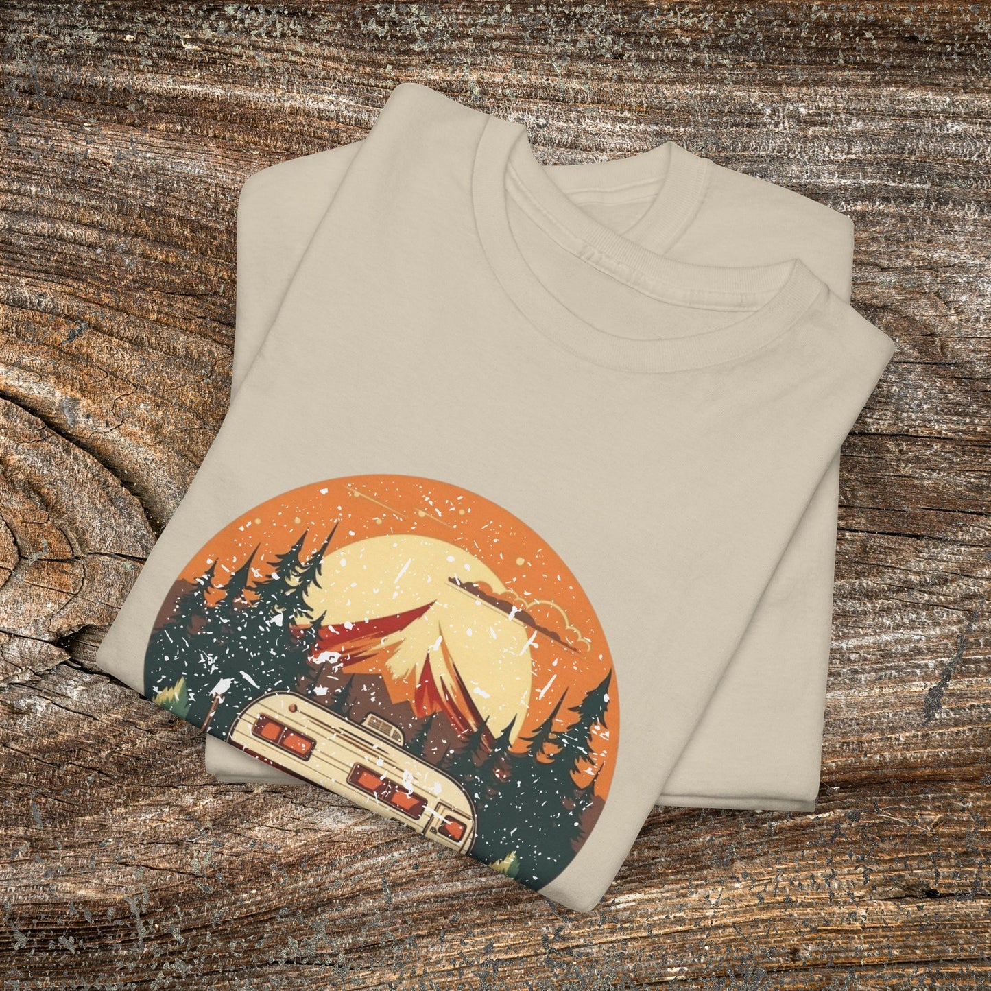 Camping Sunset T-Shirt — Retro Mountain Camper Tee