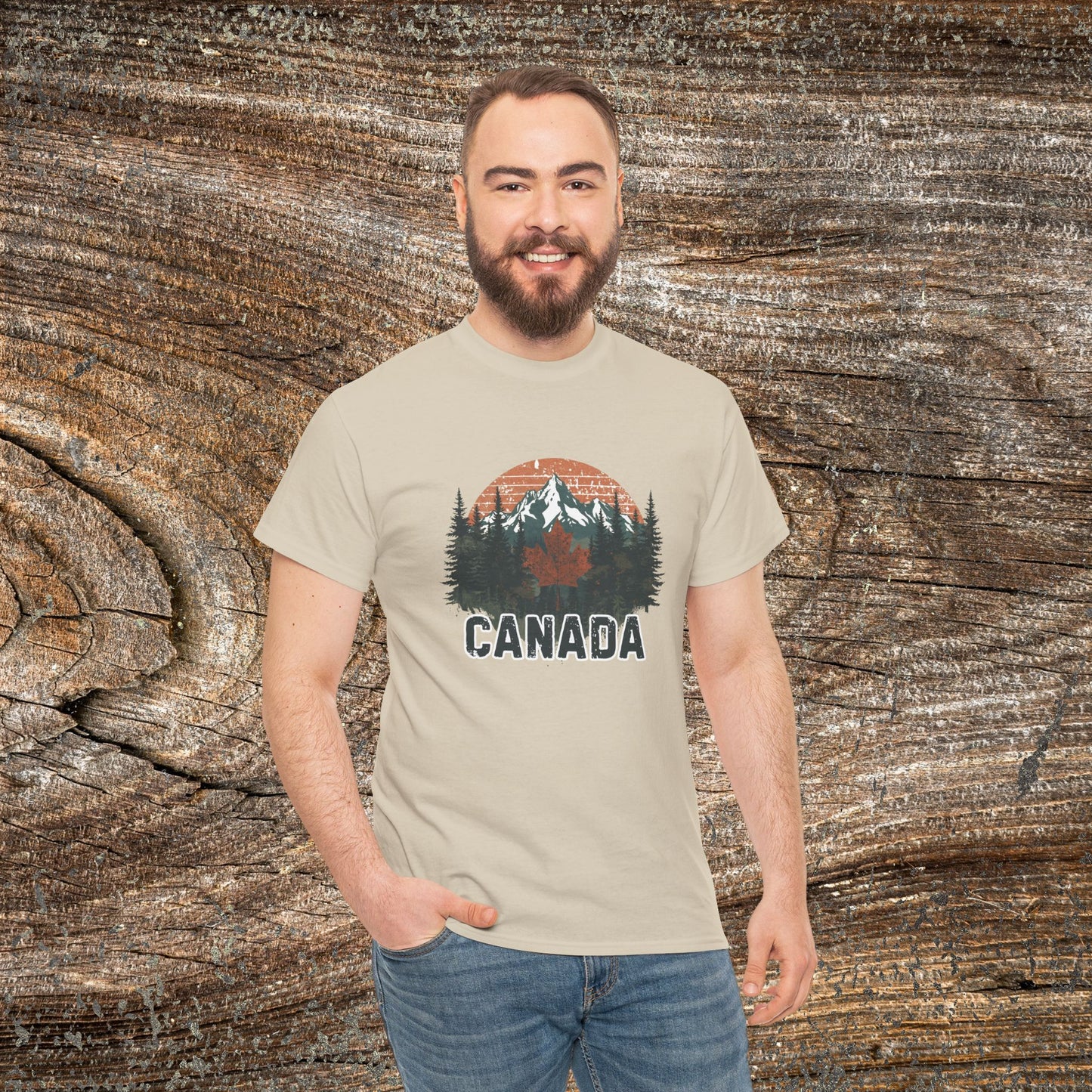 Rustic Canada Landscape T-Shirt — Distressed Canadian Tee