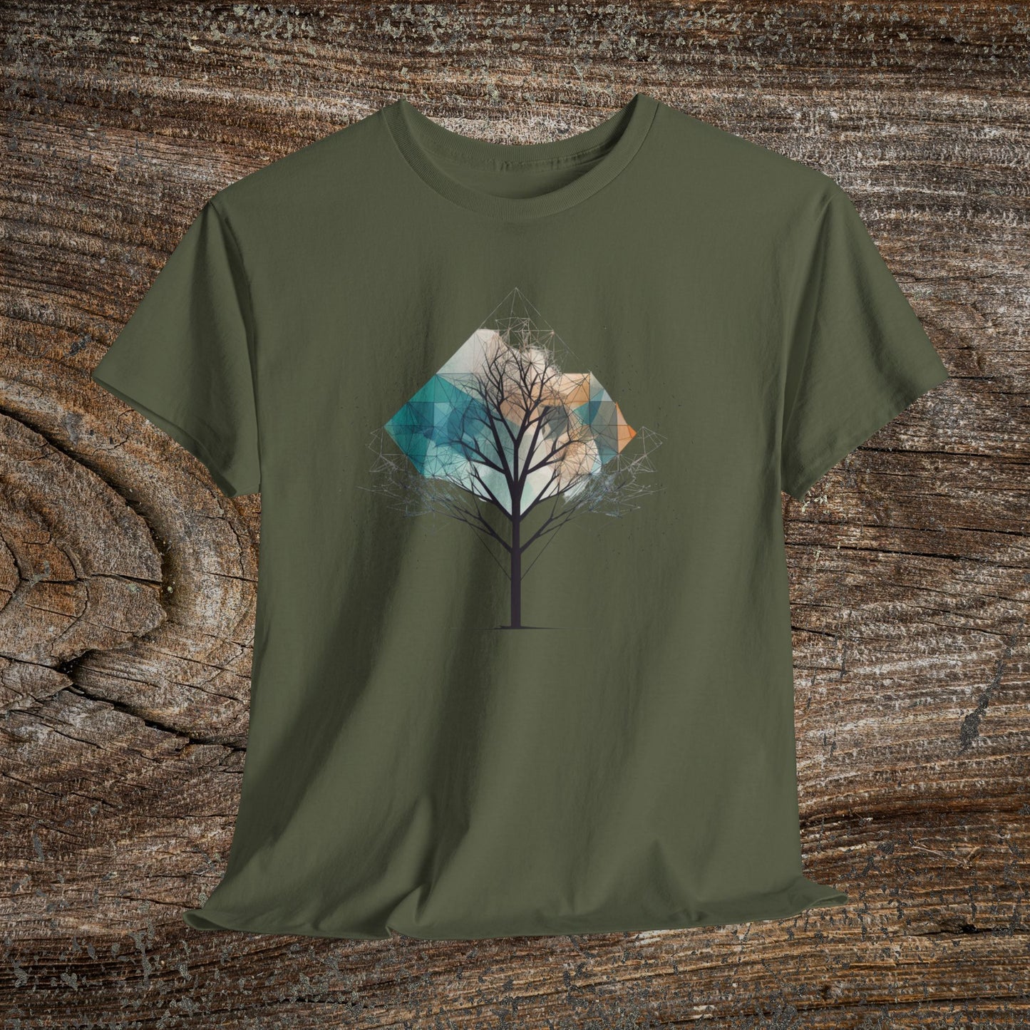 Geometric Minimalist Tree T-Shirt — Abstract Nature Lover Gift