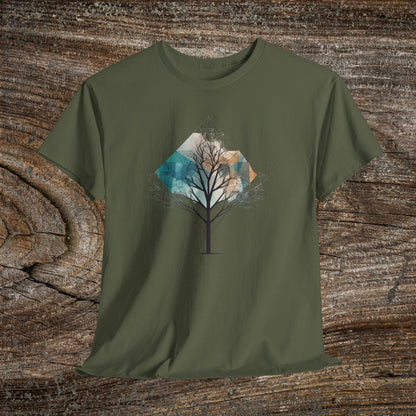 Geometric Minimalist Tree T-Shirt — Abstract Nature Lover Gift