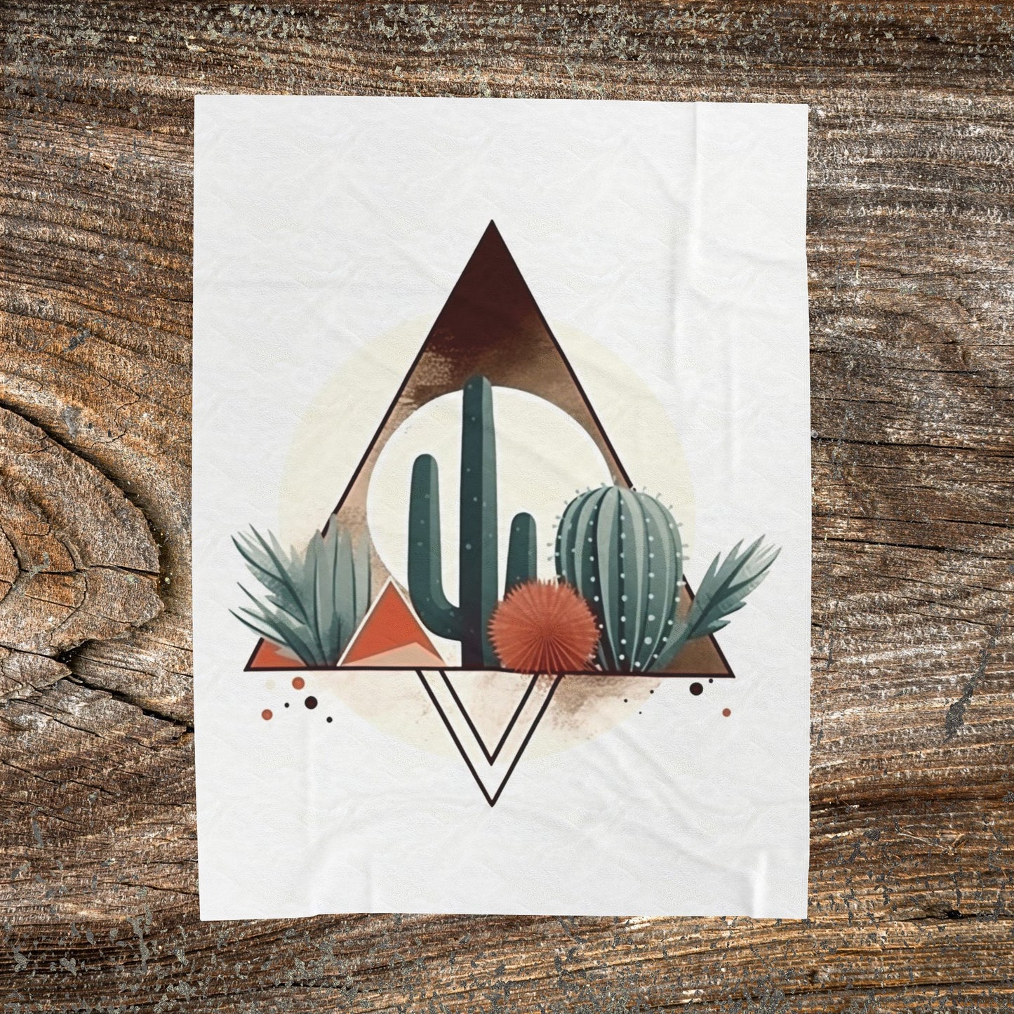 Boho Mountain Cactus Blanket — Retro Colourful Abstract Throw