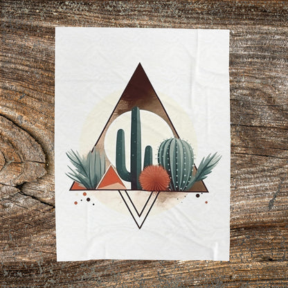 Boho Mountain Cactus Blanket — Retro Colourful Abstract Throw