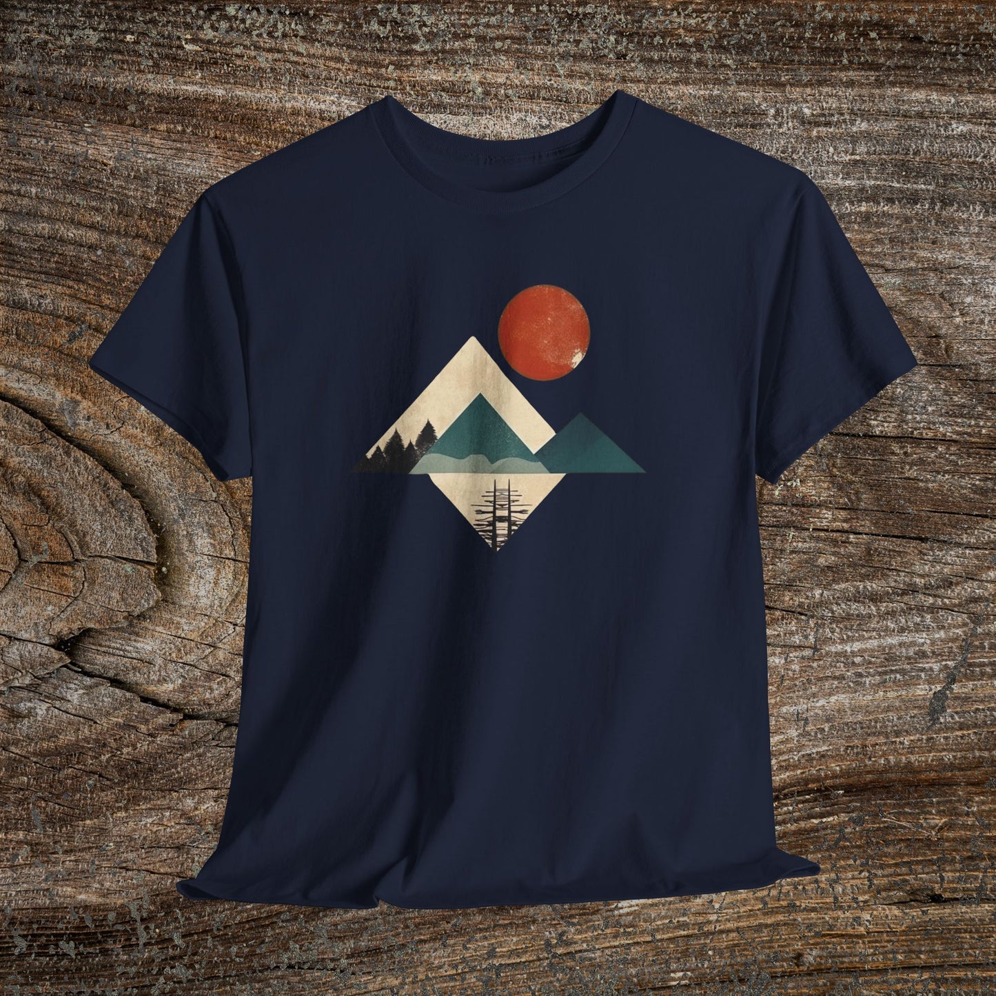 Boho Mountain T-Shirt — Vintage Abstract Mountain Landscape Tee