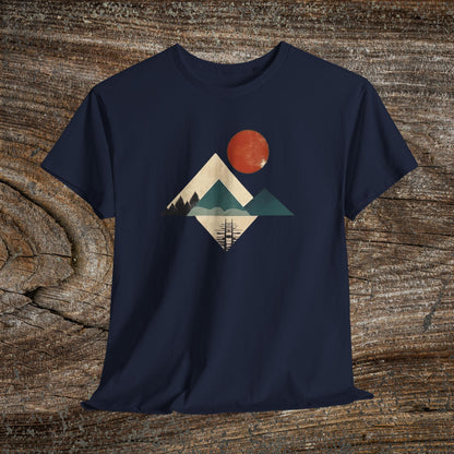 Boho Mountain T-Shirt — Vintage Abstract Mountain Landscape Tee
