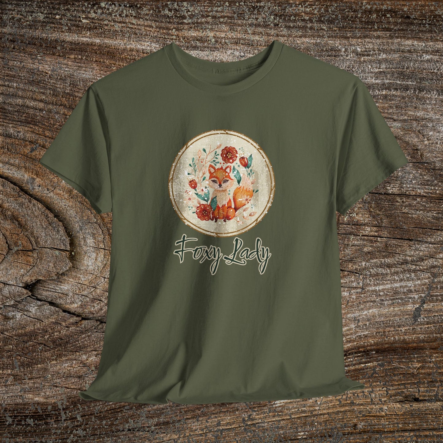 Foxy Lady Vintage Folk Art T-Shirt — "Foxy Lady" Fox Lover Gift