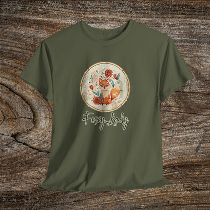 Foxy Lady Vintage Folk Art T-Shirt — "Foxy Lady" Fox Lover Gift