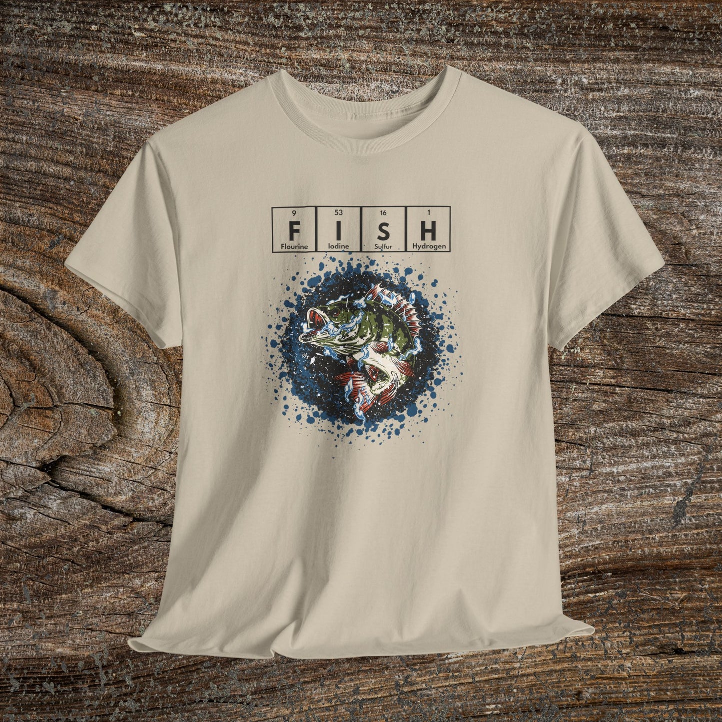 Grunge Bass Fish T-Shirt — Fishing Gift Tee