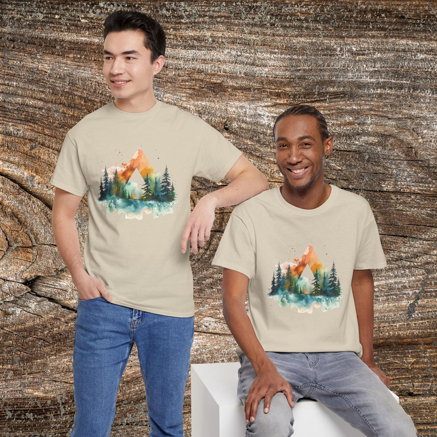 Watercolour Mountain Landscape TShirt - Nature Lover Gift
