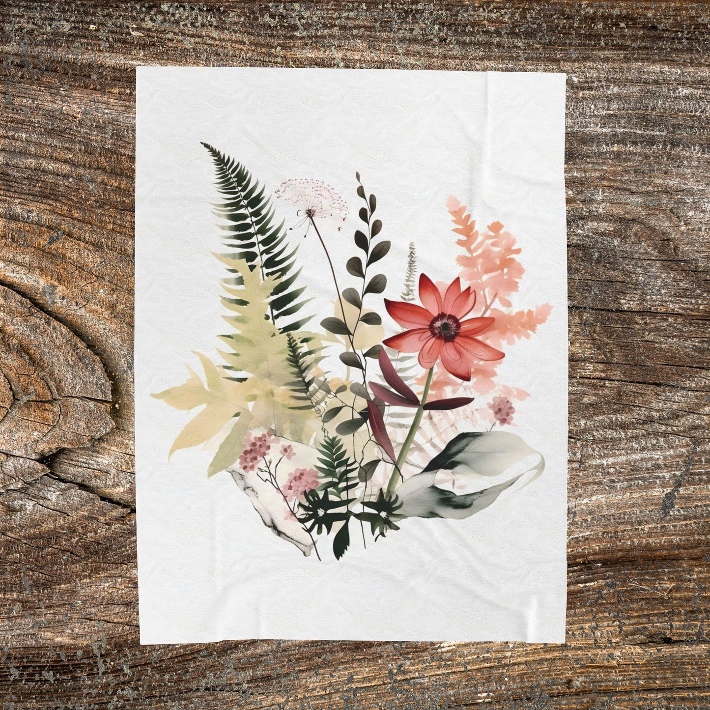 Watercolour Botanical Blanket — Soft Floral Abstract Throw