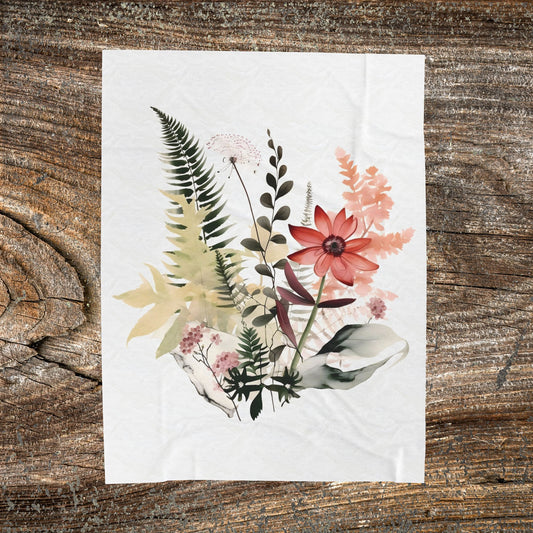 Watercolour Botanical Blanket — Soft Floral Abstract Throw