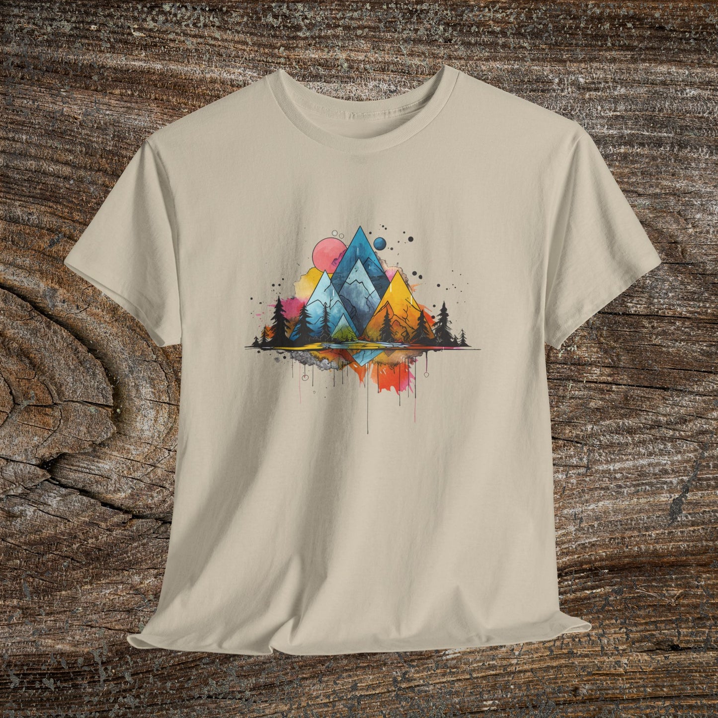 Retro Mountain Abstract TShirt - Trendy Mountain Landscape Shirt