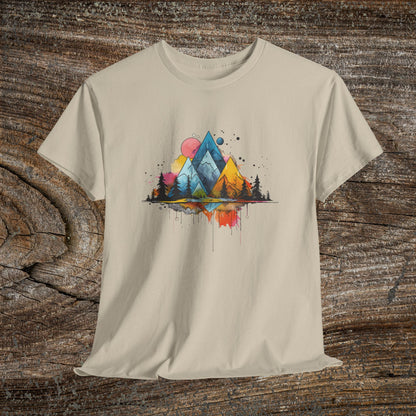 Retro Mountain Abstract TShirt - Trendy Mountain Landscape Shirt