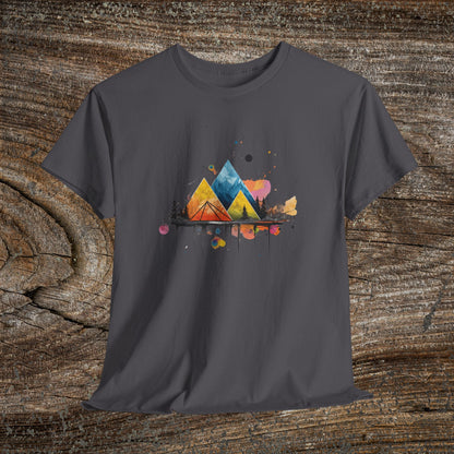 Vibrant Retro Mountain Abstract TShirt - Nature Lover Mountain Landscape Shirt