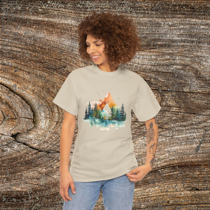 Watercolour Mountain Landscape TShirt - Nature Lover Gift