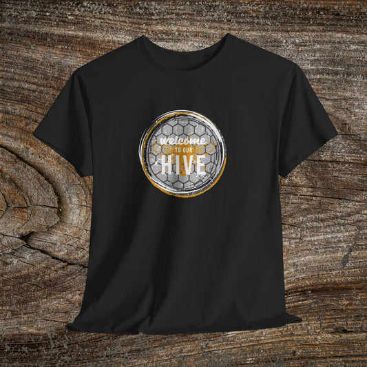 Welcome to Our Hive Retro Bee T-Shirt — Beekeeper Gift